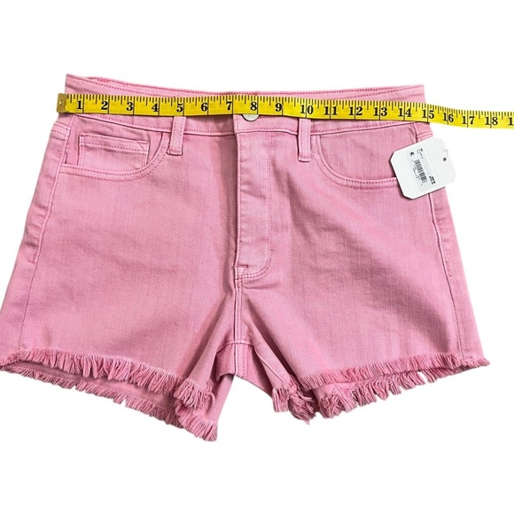Pink Jean Shorts. Fringe hemline. Altar’d State. New With Tags! High rise. - Picture 10 of 12